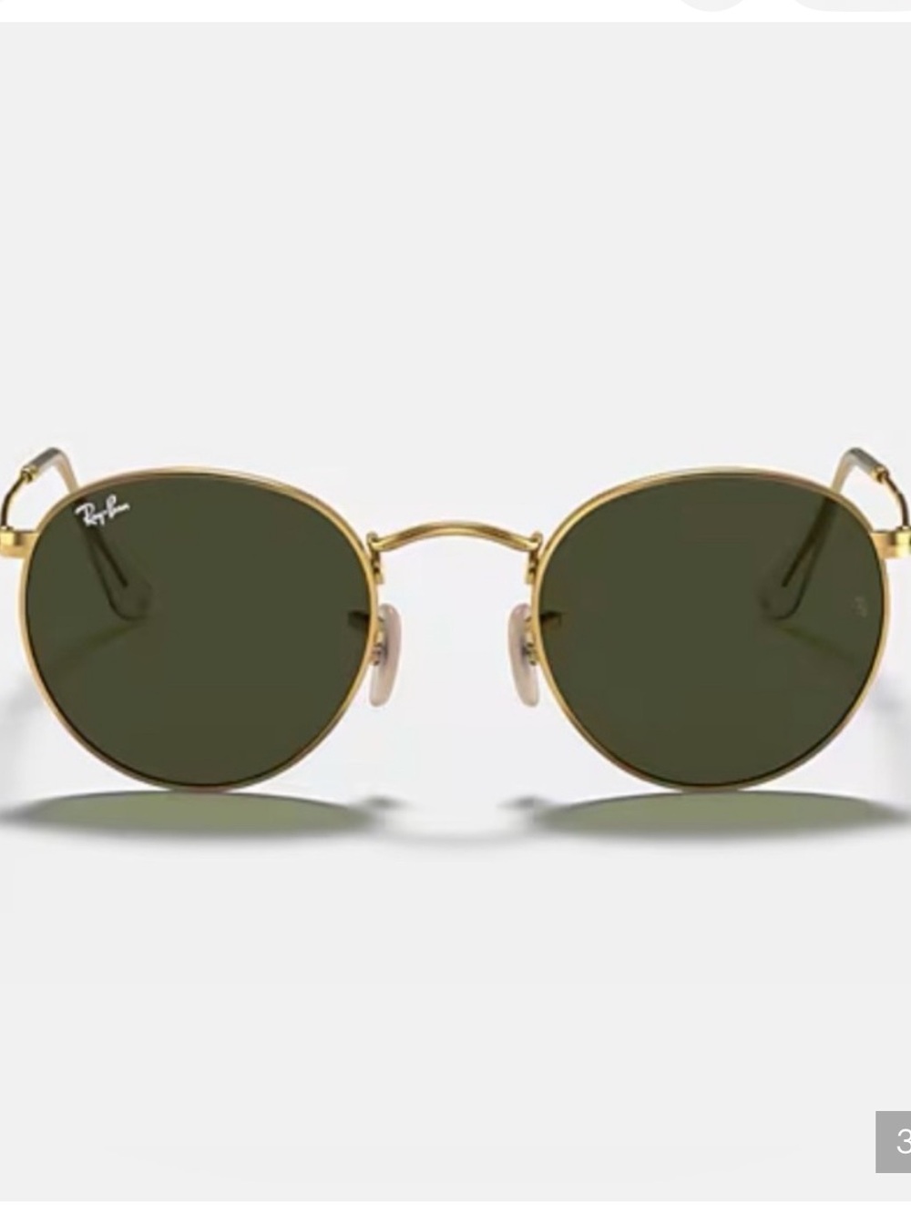 Ray-Ban Gold Frame Sunglasses with Dark Green Lenses